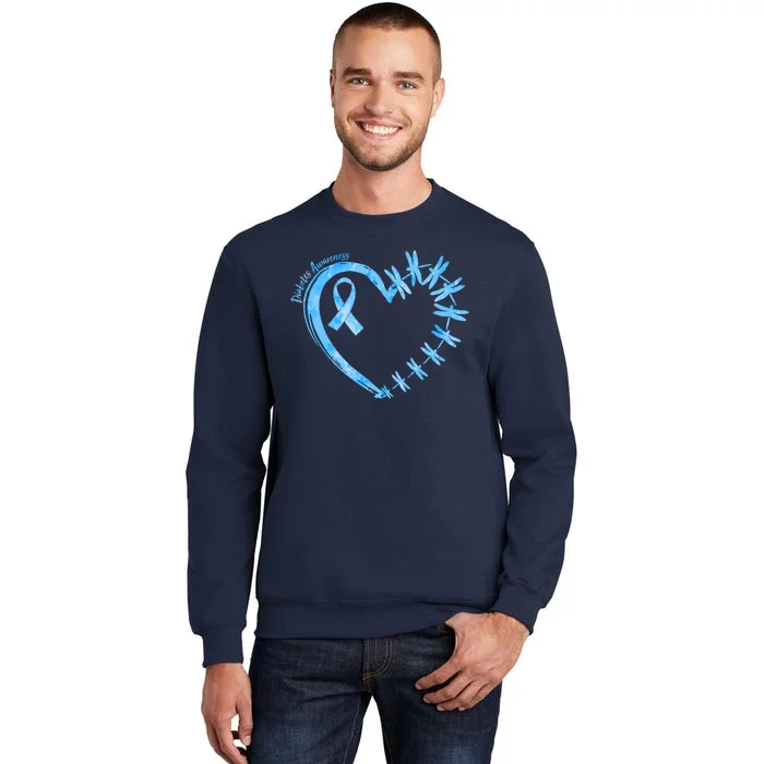 Diabetes Awareness Blue Dragonfly Ribbon Heart Tall Sweatshirt