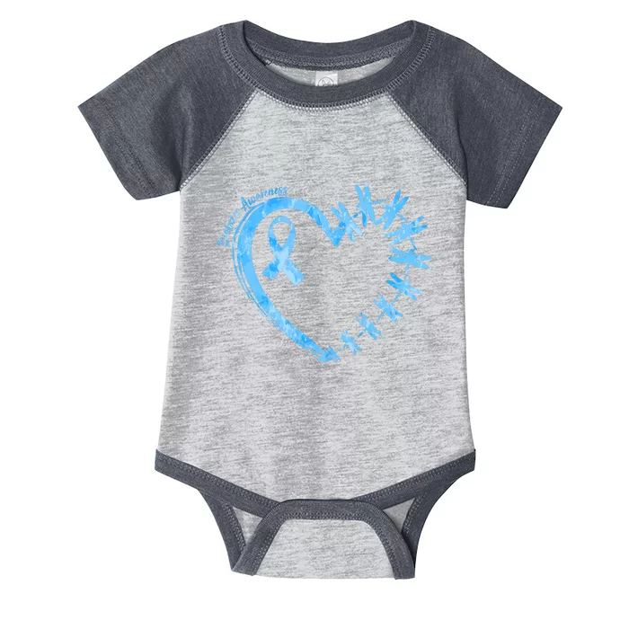 Diabetes Awareness Blue Dragonfly Ribbon Heart Infant Baby Jersey Bodysuit