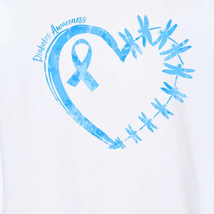 Diabetes Awareness Blue Dragonfly Ribbon Heart Garment-Dyed Sweatshirt