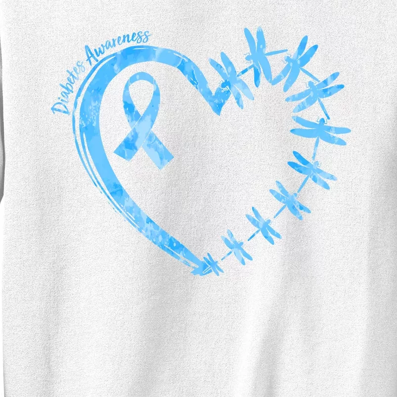 Diabetes Awareness Blue Dragonfly Ribbon Heart Sweatshirt