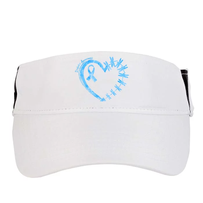 Diabetes Awareness Blue Dragonfly Ribbon Heart Adult Drive Performance Visor