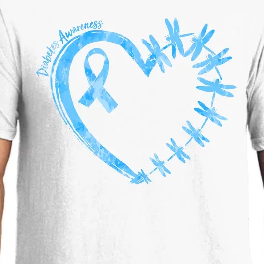 Diabetes Awareness Blue Dragonfly Ribbon Heart Pajama Set