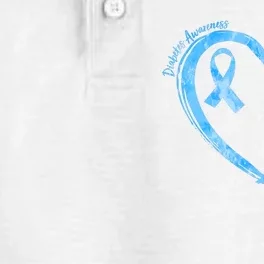 Diabetes Awareness Blue Dragonfly Ribbon Heart Dry Zone Grid Performance Polo