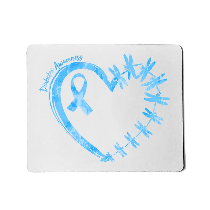 Diabetes Awareness Blue Dragonfly Ribbon Heart Mousepad