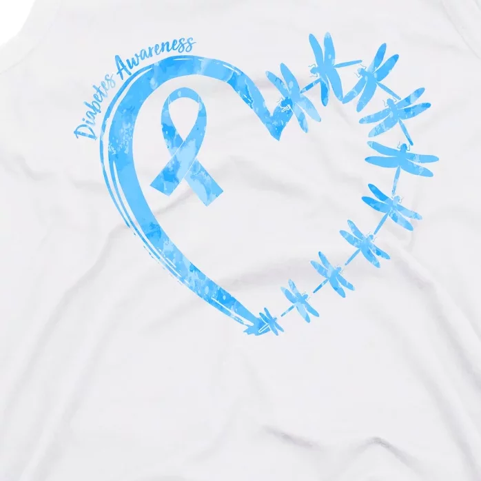 Diabetes Awareness Blue Dragonfly Ribbon Heart Tank Top