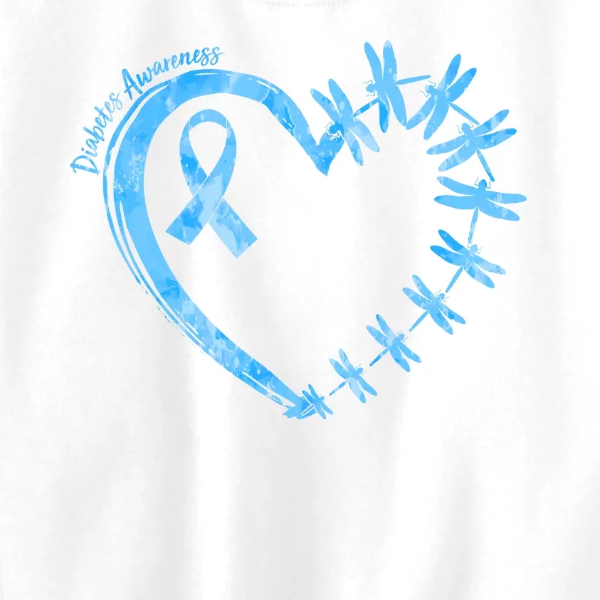 Diabetes Awareness Blue Dragonfly Ribbon Heart Kids Sweatshirt