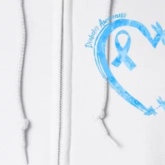 Diabetes Awareness Blue Dragonfly Ribbon Heart Full Zip Hoodie