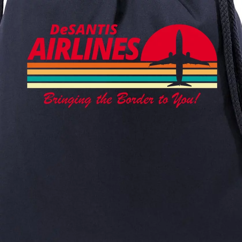 DeSantis Airlines Bringing The Border To You Drawstring Bag