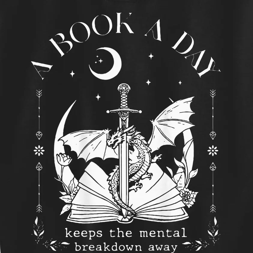 Dragon A Book A Day Keep The Mental Breakdown Away On Back Kids Sweatshirt