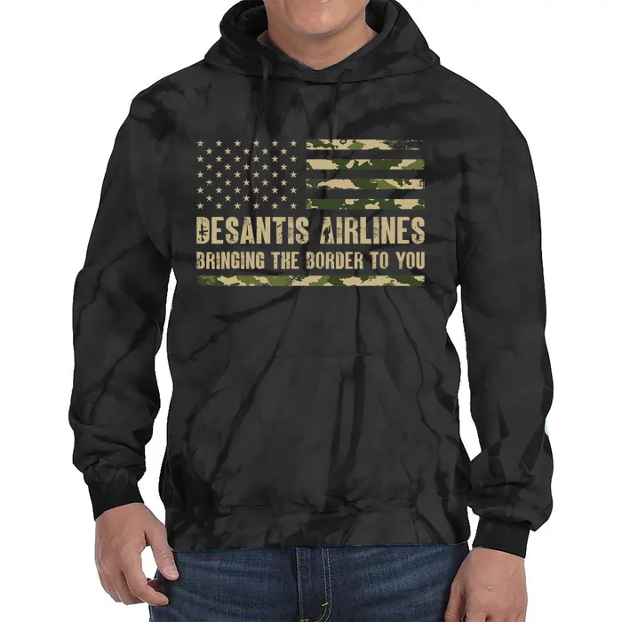 DeSantis Airlines Bringing The Border To You USA Camo Flag Tie Dye Hoodie