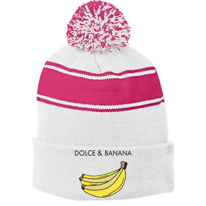 Dolce And Banana Funny Fashion Bananas Vegan Veggie Stripe Pom Pom Beanie