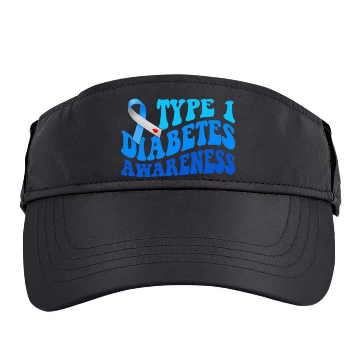 Diabetes Awareness Blue Ribbon T1D Warrior Adult Drive Performance Visor