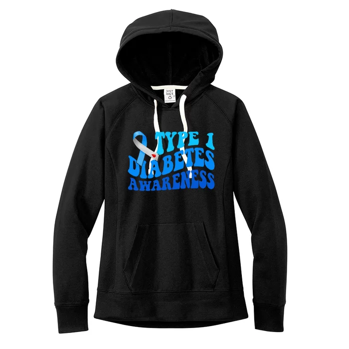 Diabetes Awareness Blue Ribbon T1D Warrior Women's Fleece Hoodie