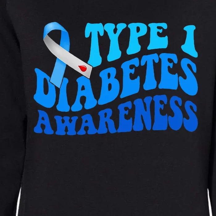 Diabetes Awareness Blue Ribbon T1D Warrior Womens California Wash Sweatshirt