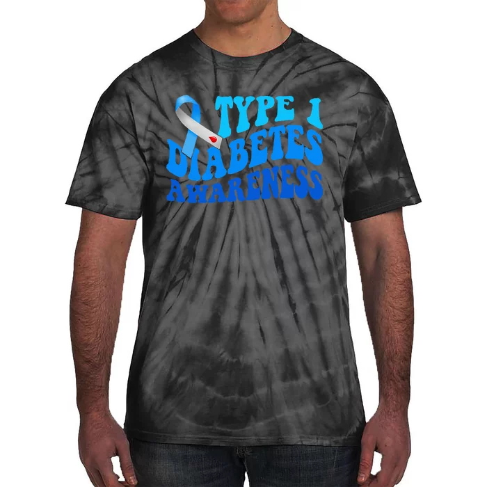 Diabetes Awareness Blue Ribbon T1D Warrior Tie-Dye T-Shirt