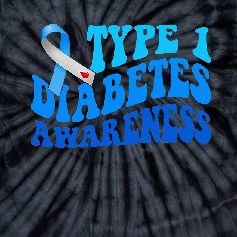 Diabetes Awareness Blue Ribbon T1D Warrior Tie-Dye T-Shirt