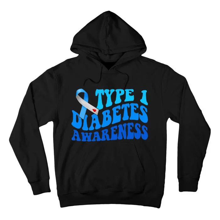 Diabetes Awareness Blue Ribbon T1D Warrior Tall Hoodie