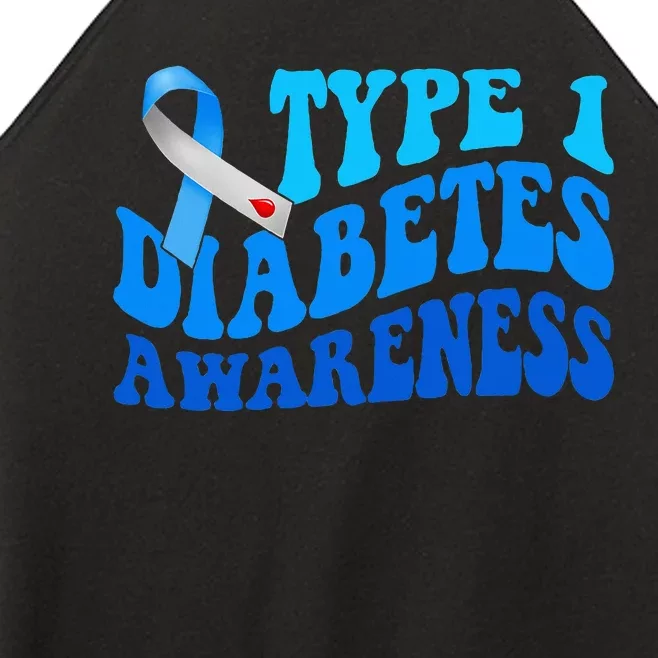 Diabetes Awareness Blue Ribbon T1D Warrior Women’s Perfect Tri Rocker Tank