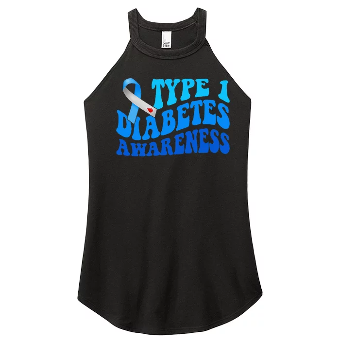 Diabetes Awareness Blue Ribbon T1D Warrior Women’s Perfect Tri Rocker Tank