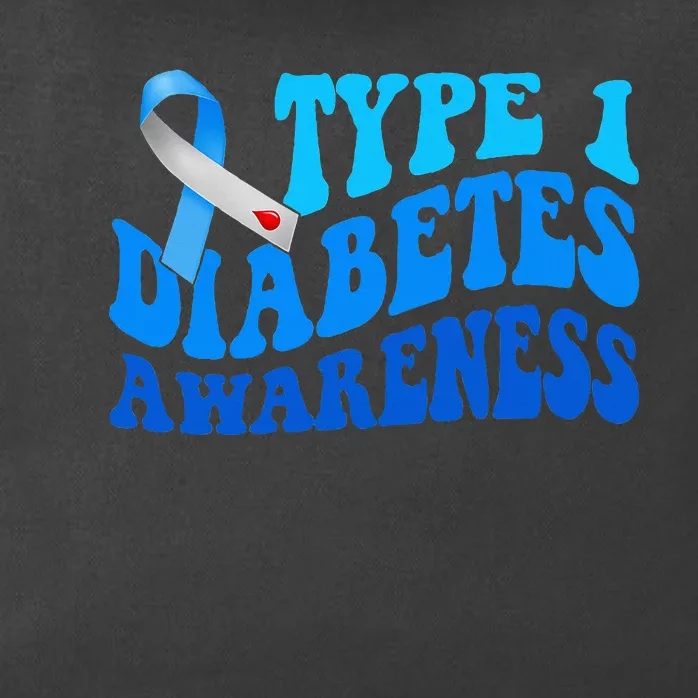 Diabetes Awareness Blue Ribbon T1D Warrior Zip Tote Bag