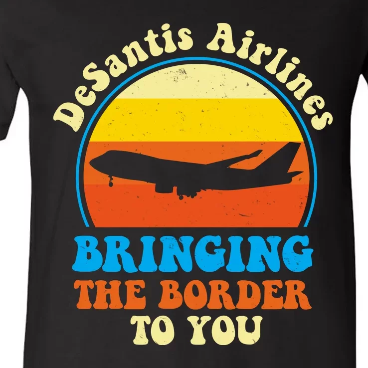 Desantis Airlines Brining The Boarder To You Funny Political V-Neck T-Shirt