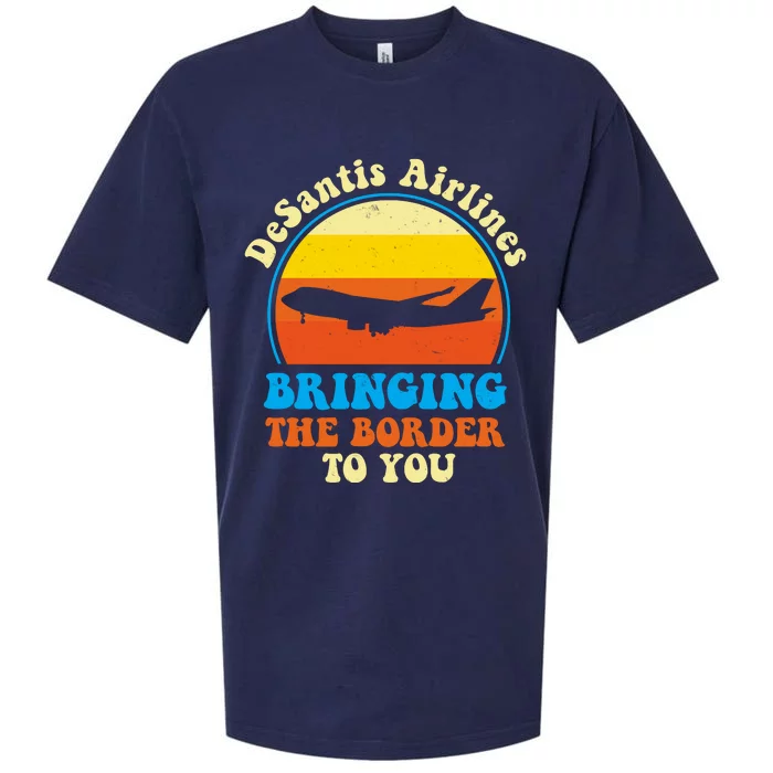 Desantis Airlines Brining The Boarder To You Funny Political Sueded Cloud Jersey T-Shirt