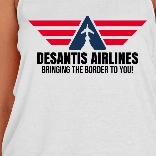 Desantis Airlines Bringing The Boarder To You Political Women's Knotted Racerback Tank