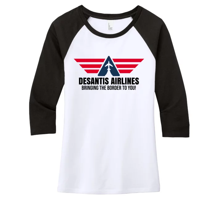 Desantis Airlines Bringing The Boarder To You Political Women's Tri-Blend 3/4-Sleeve Raglan Shirt