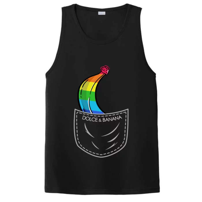 Dolce And Banana Funny Banana Rainbow Funny Chest Bag Cool Gift Performance Tank