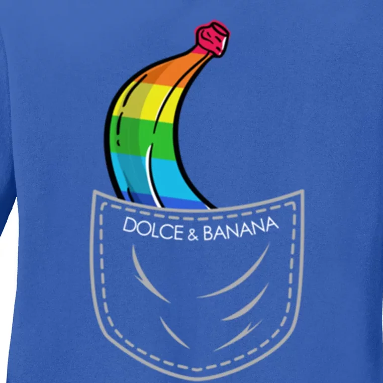 Dolce And Banana Funny Banana Rainbow Funny Chest Bag Cool Gift Ladies Long Sleeve Shirt