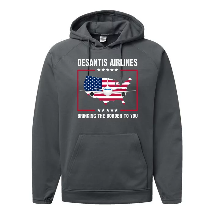 Desantis Airlines Brining The Border To You American Flag Performance Fleece Hoodie