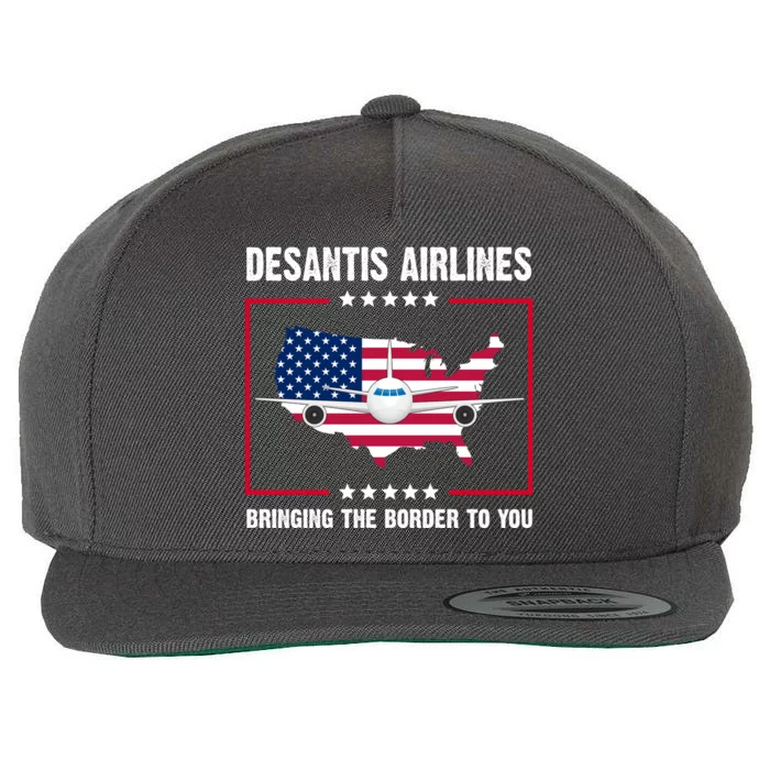 Desantis Airlines Brining The Border To You American Flag Wool Snapback Cap