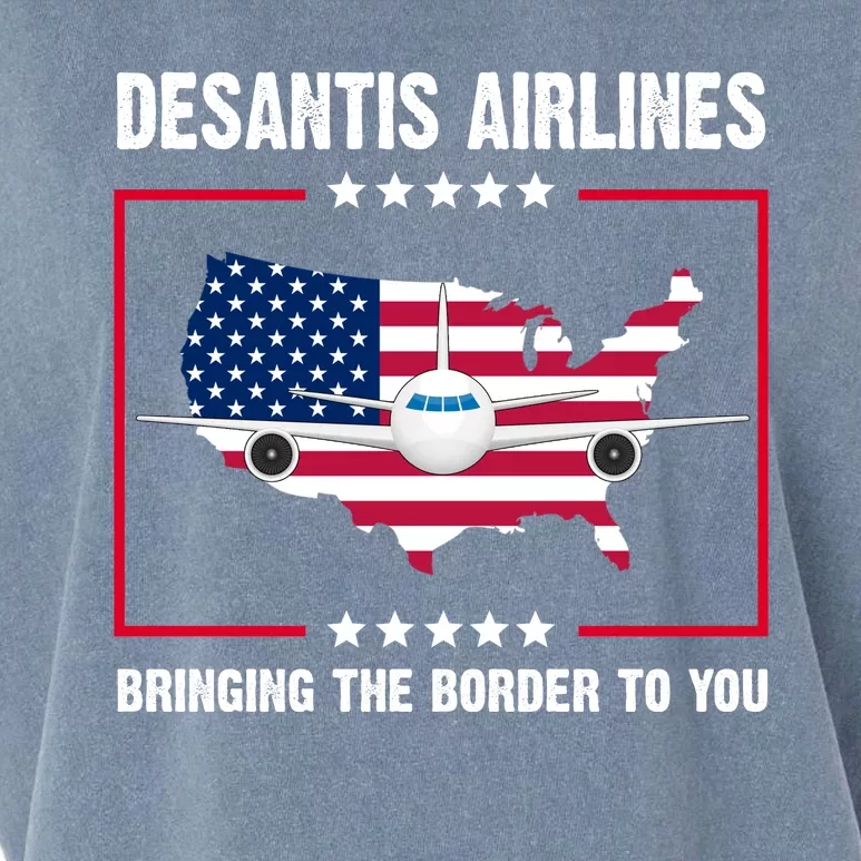 Desantis Airlines Brining The Border To You American Flag Garment-Dyed Women's Muscle Tee