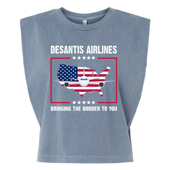 Desantis Airlines Brining The Border To You American Flag Garment-Dyed Women's Muscle Tee