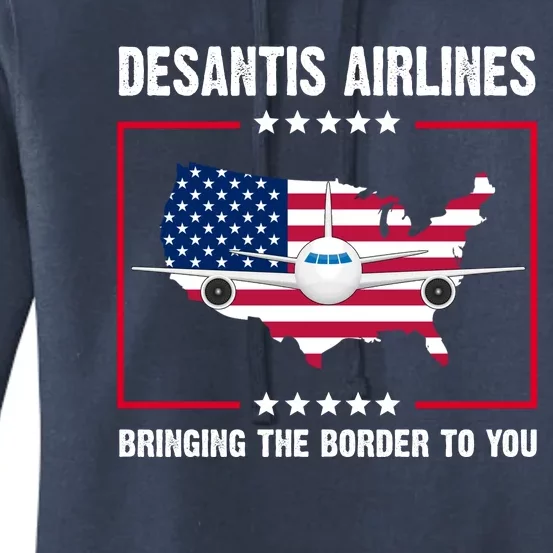 Desantis Airlines Brining The Border To You American Flag Women's Pullover Hoodie