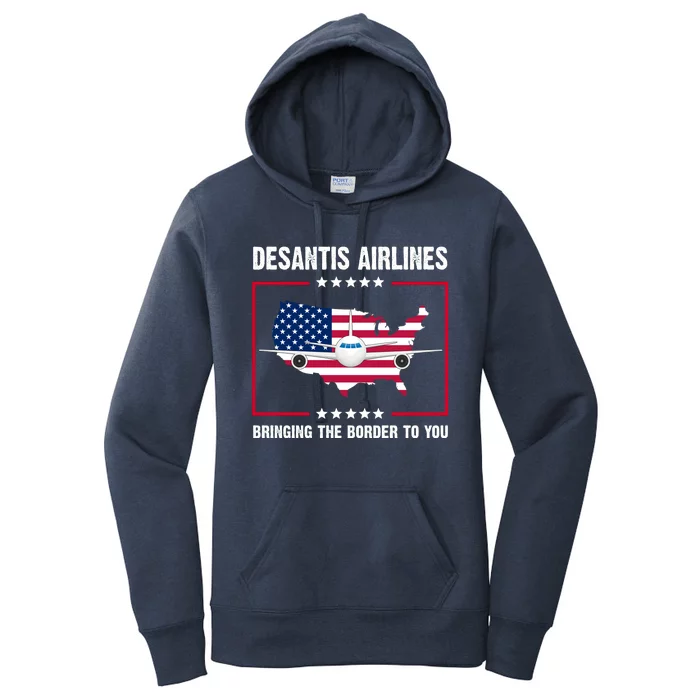 Desantis Airlines Brining The Border To You American Flag Women's Pullover Hoodie