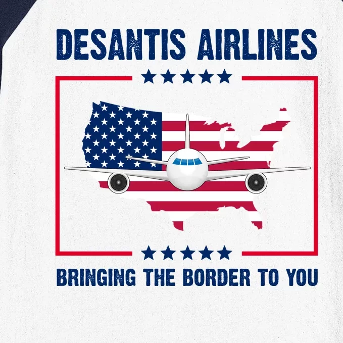 Desantis Airlines Brining The Border To You American Flag Baseball Sleeve Shirt