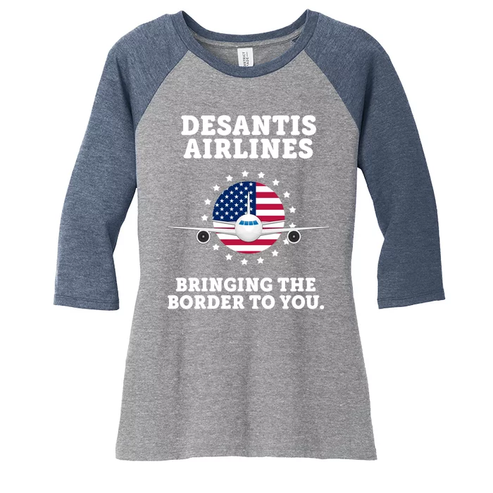 DeSantis Airlines Bringing The Boarder To You Women's Tri-Blend 3/4-Sleeve Raglan Shirt