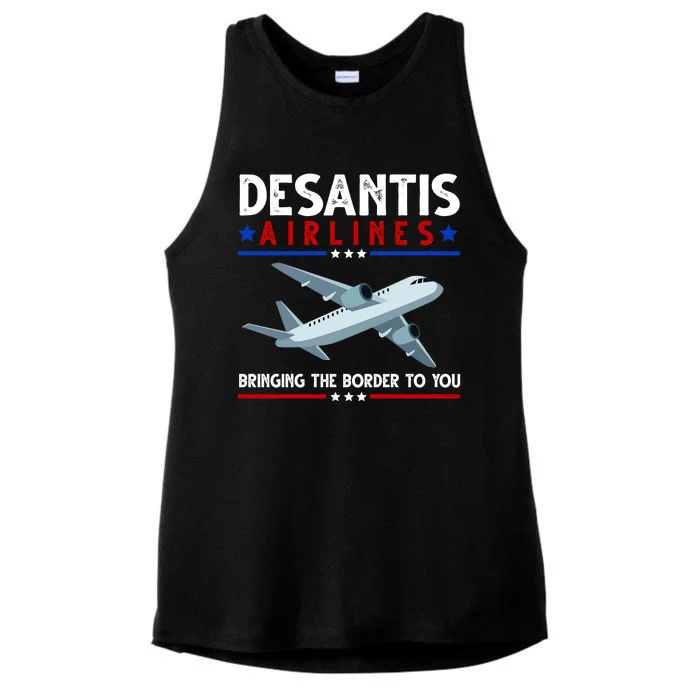 Desantis Airlines Bringing The Border To You Ladies Tri-Blend Wicking Tank