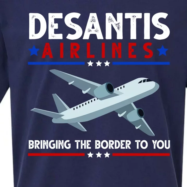 Desantis Airlines Bringing The Border To You Sueded Cloud Jersey T-Shirt