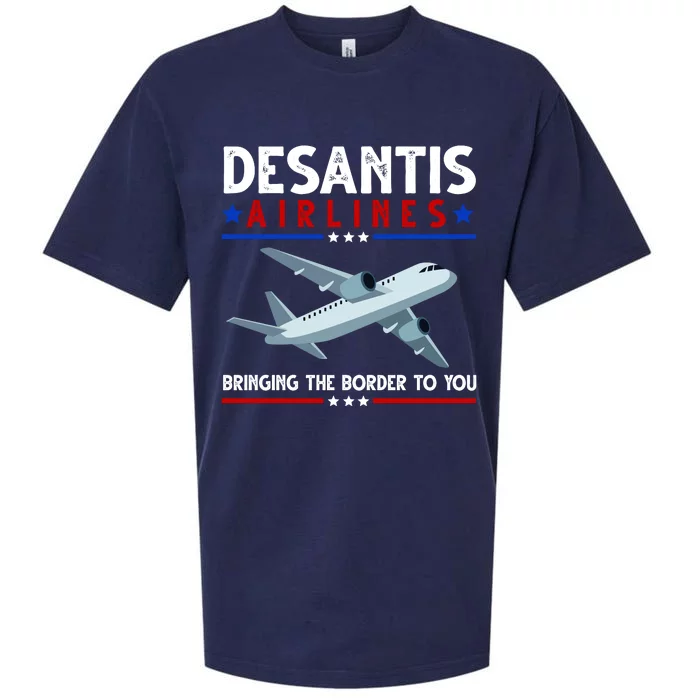 Desantis Airlines Bringing The Border To You Sueded Cloud Jersey T-Shirt