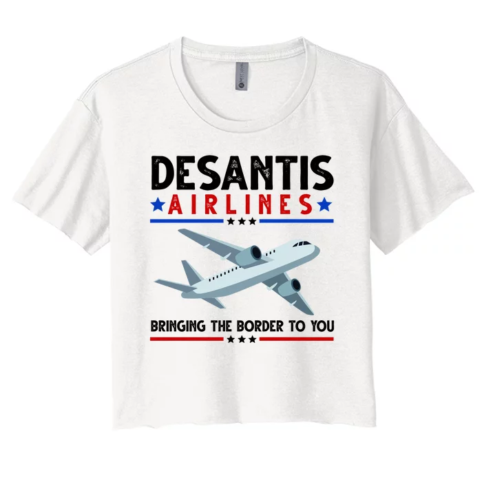 Desantis Airlines Bringing The Border To You Women's Crop Top Tee