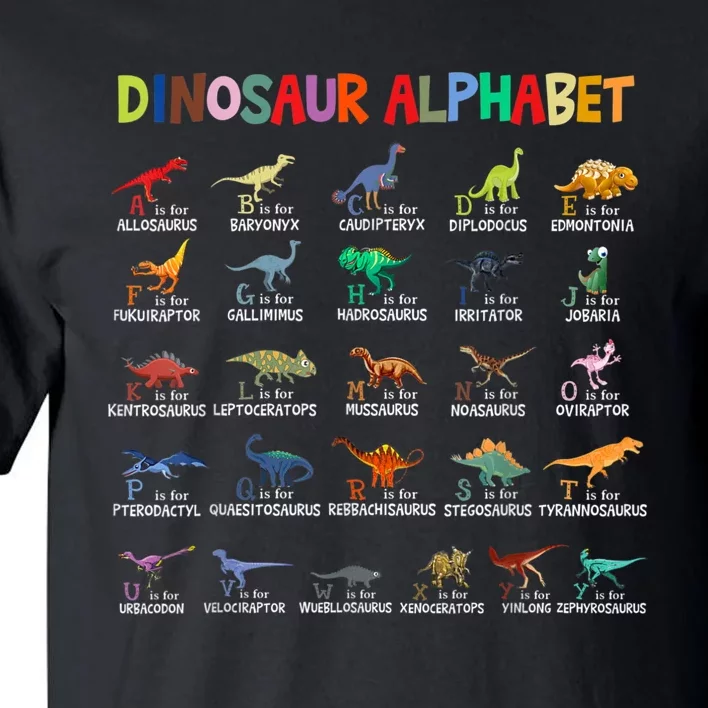 Dinosaurs Alphabet Back To School First Day Of School Tall T-Shirt