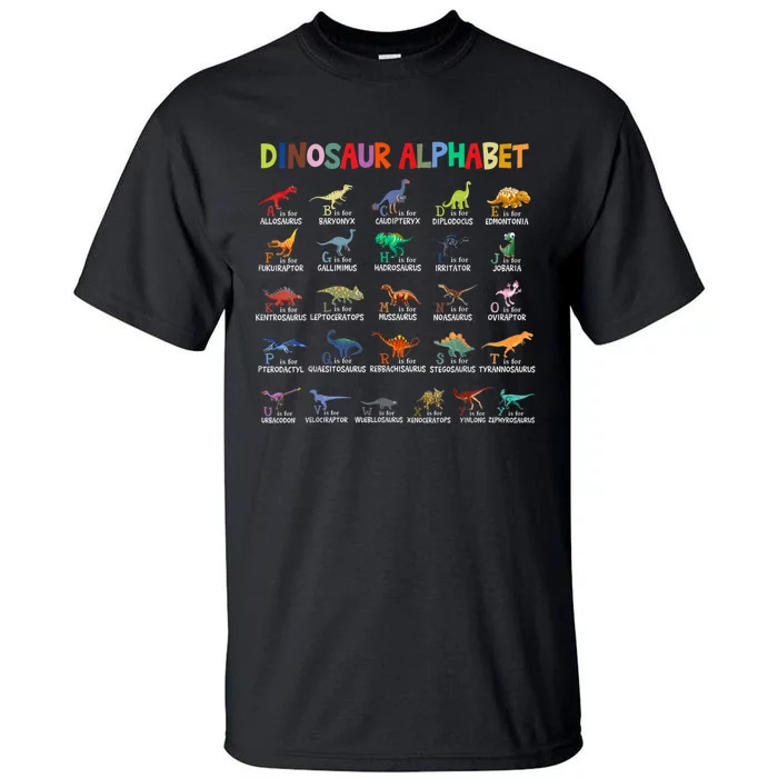 Dinosaurs Alphabet Back To School First Day Of School Tall T-Shirt