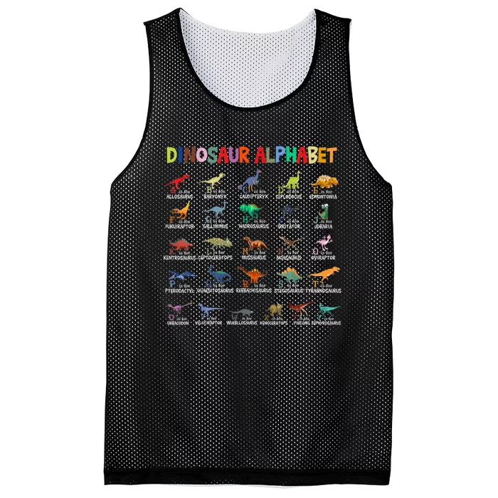 Dinosaurs Alphabet Back To School First Day Of School Mesh Reversible Basketball Jersey Tank