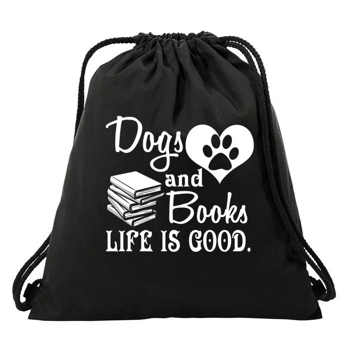 Dog And Books Are Good - Cute Animal Tee Drawstring Bag