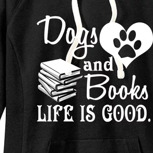 Dog And Books Are Good - Cute Animal Tee Women's Fleece Hoodie