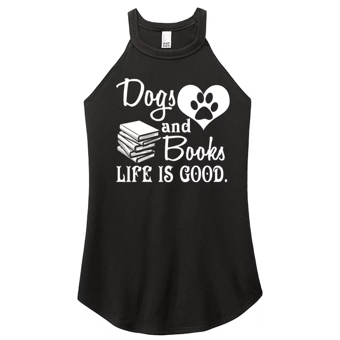 Dog And Books Are Good - Cute Animal Tee Women’s Perfect Tri Rocker Tank