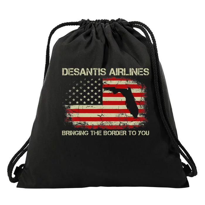 DeSantis Airlines Bringing The Border To You Funny DeSantis Drawstring Bag