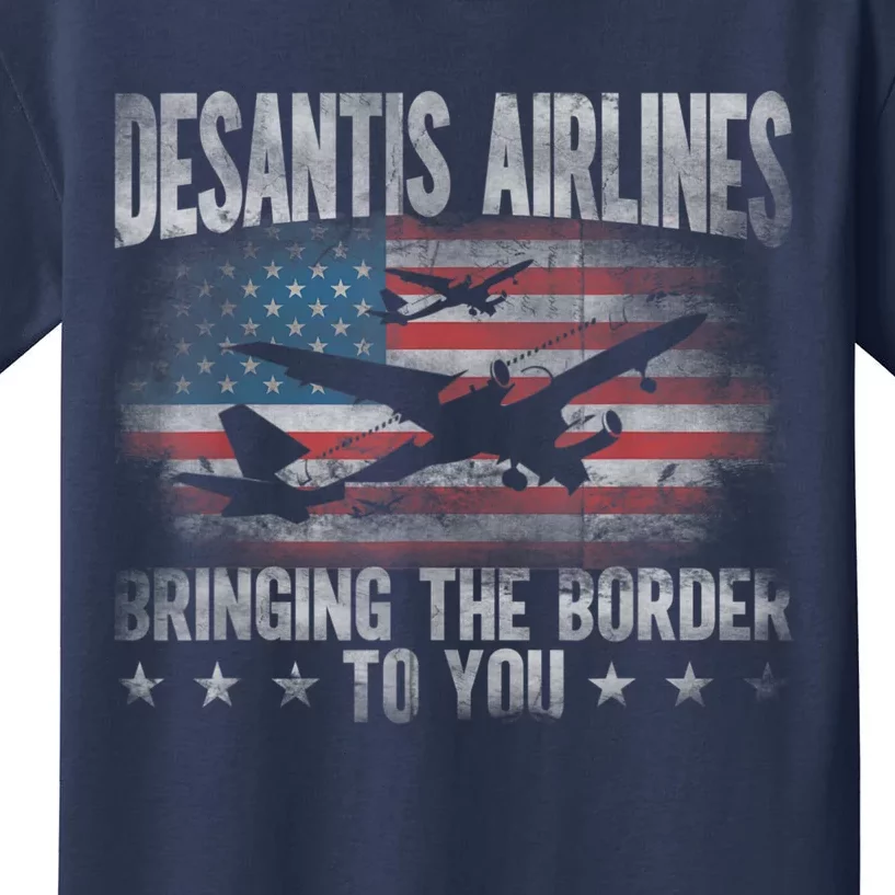 DeSantis Airlines Bringing The Border To You American US Flag Kids T-Shirt